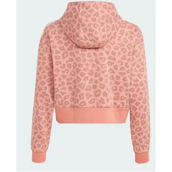 Adidas Youth Animal Allover Print Crop Hoodie Large Mauve NWT - Picture 6 of 7
